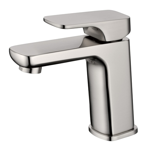 Eden Round Cornered Rectangle Handle High Rise Basin Mixer Brushed Nickel Lead Free