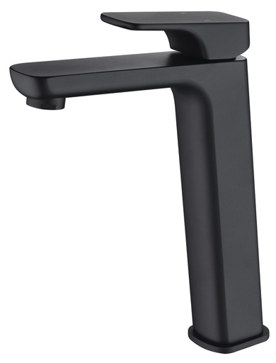 Eden Round Cornered Rectangle Handle Highrise Basin Mixer Matt Black Lead Free