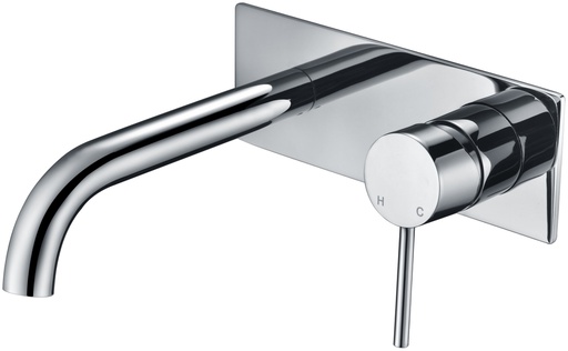 Hali Chrome Wall Basin Mixer With Curved Spout