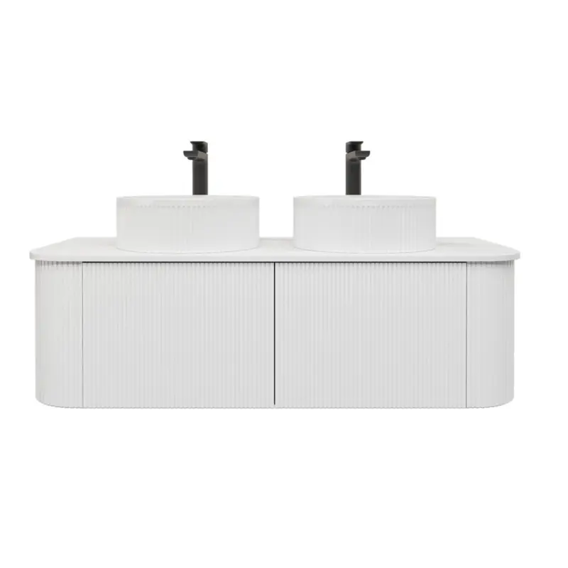 [93382/KC125W-MW] Kiama 1184Lx493Dx347Hmm Matte White 2/DW Curved Wall Hung Vanity
