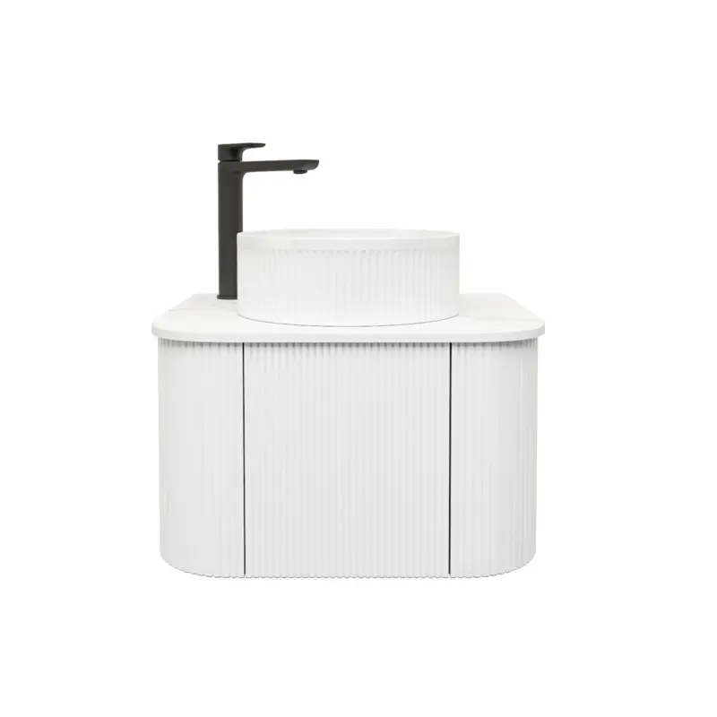 Kiama 600mm Matte White One Door Curved Wall Hung Vanity