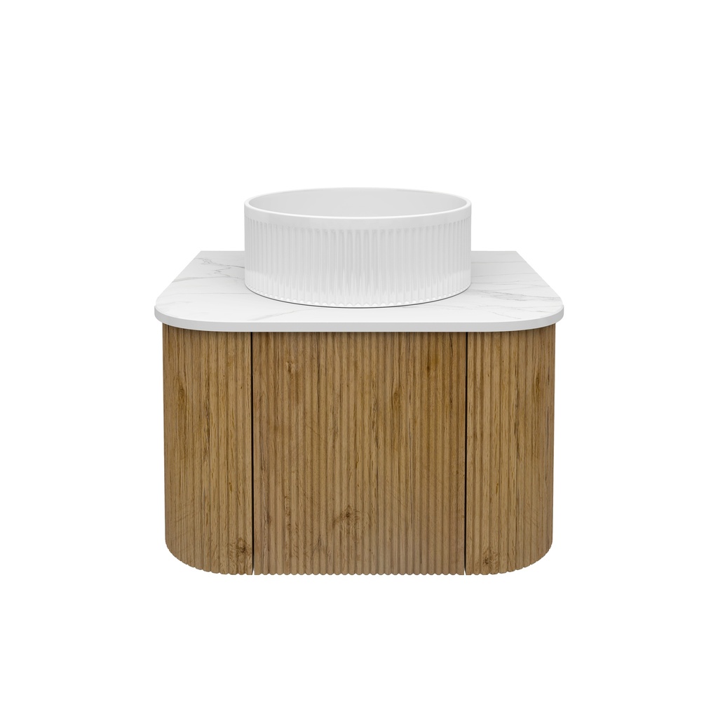 Kiama 600mm Prime Oak One Door Curved Wall Hung Vanity