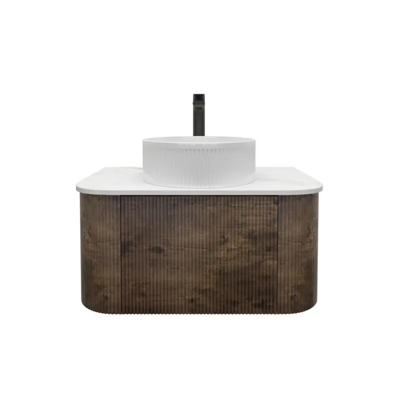 [93400/KC75W-DO] Kiama 750mm Dark Oak One Drawer Curved Wall Hung Vanity