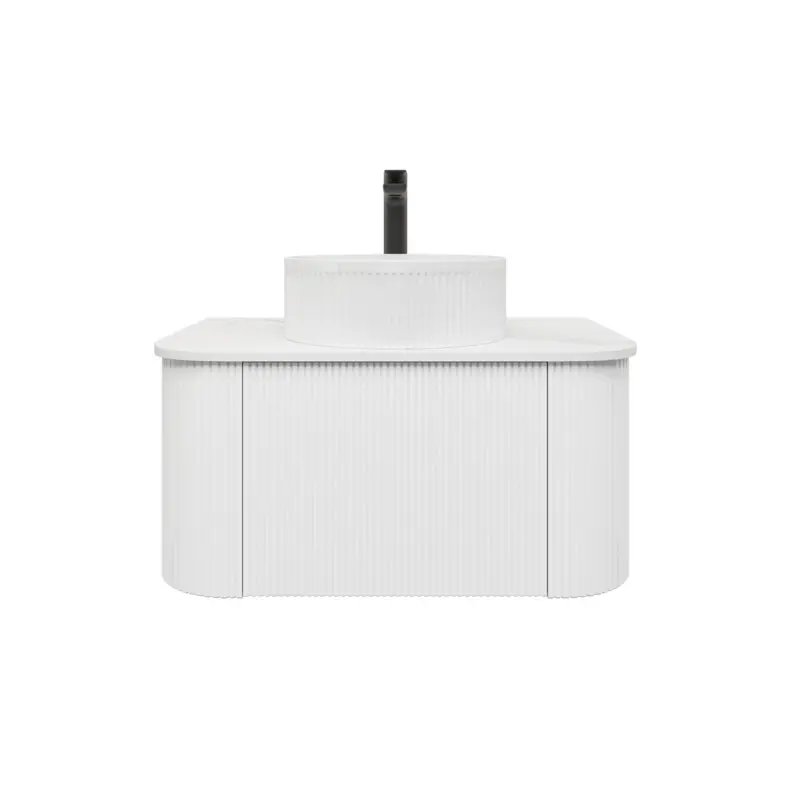 Kiama 750mm Matte White One Drawer Curved Wall Hung Vanity