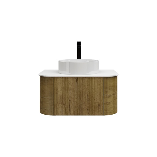 [93293/KC75W-PO] Kiama 738Lx493Dx347Hmm Prime Oak 1/DW Curved Wall Hung Vanity