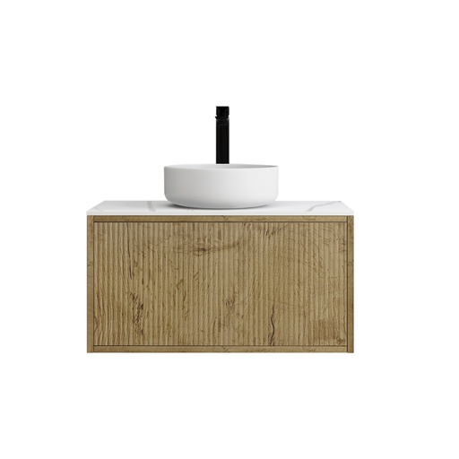 [93280/K739W-PO] Kiama Slim 750mm Prime Oak One Drawer Narrow Wall Hung Vanity