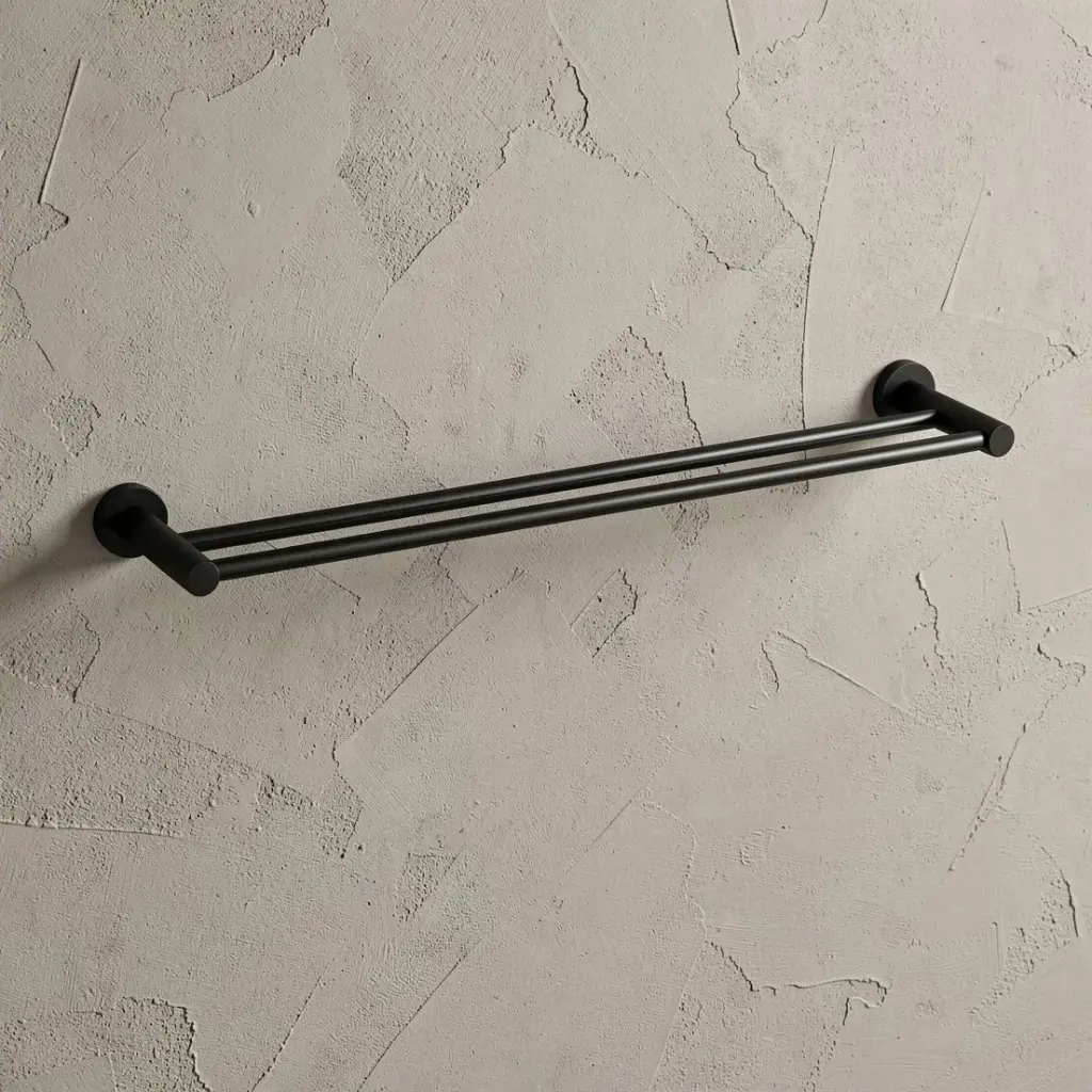 Linie Double Towel Rail 800mm Matt Black