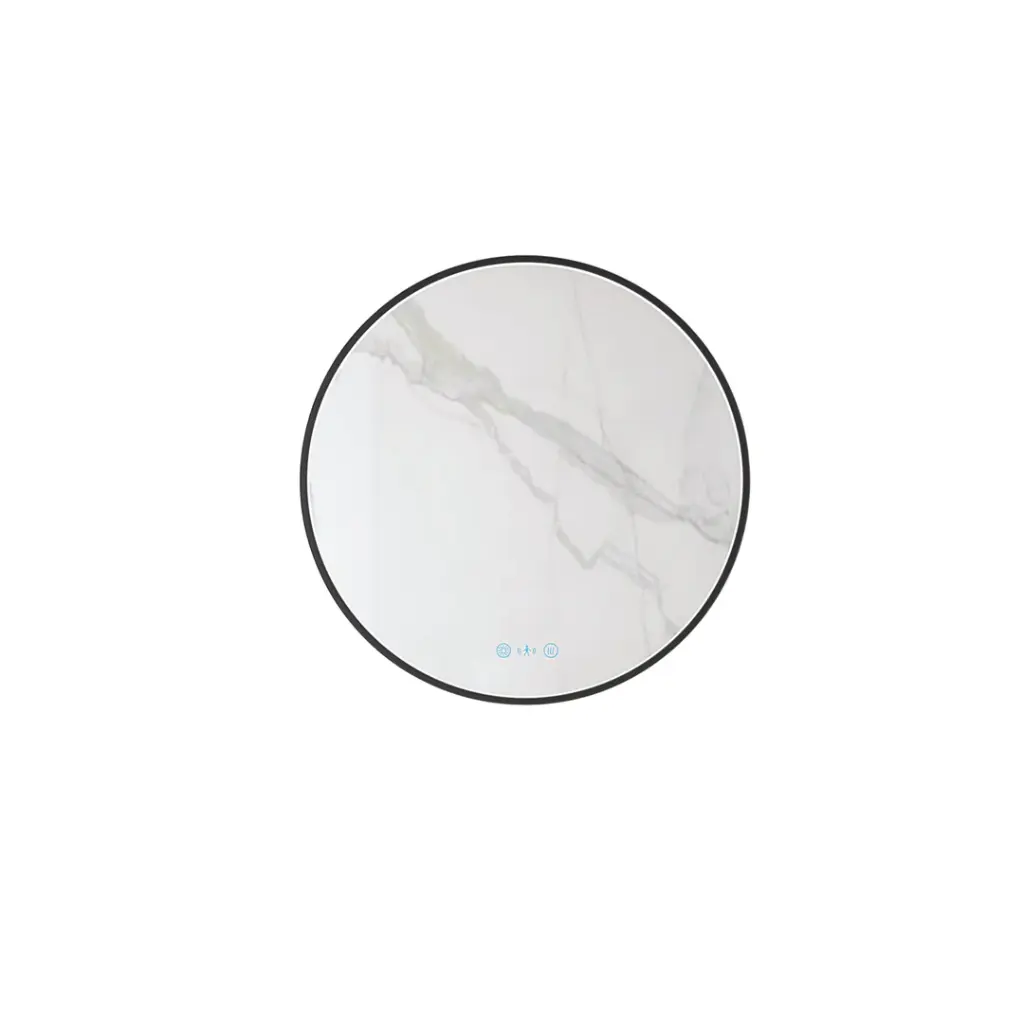 Maia Series 600x600x45mm Matt Black Round LED Mmirror