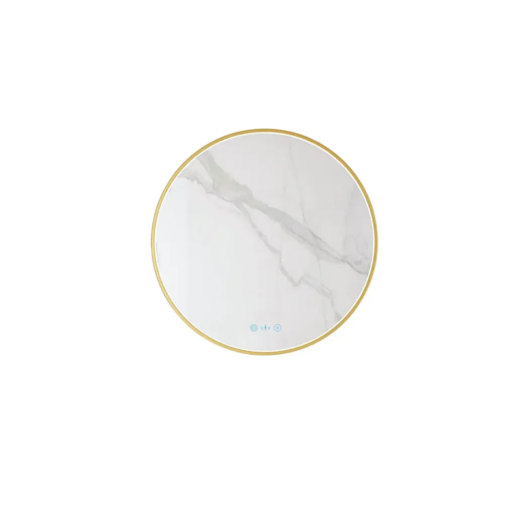 Maia Series 900x900x45mm Brushed Gold Round LED Mirror
