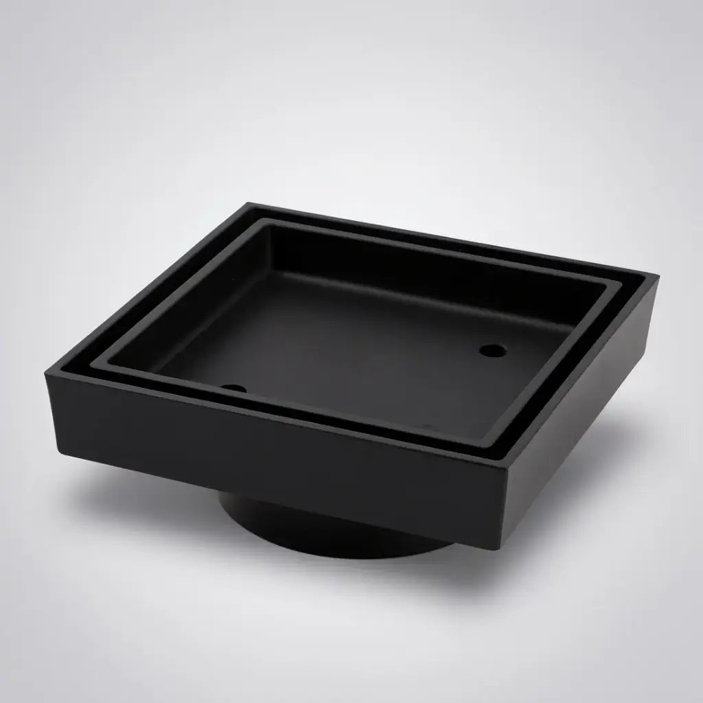 Nana 115x115mm Brass Black Smart Tile Insert Floor Waste Shower Grate Drain