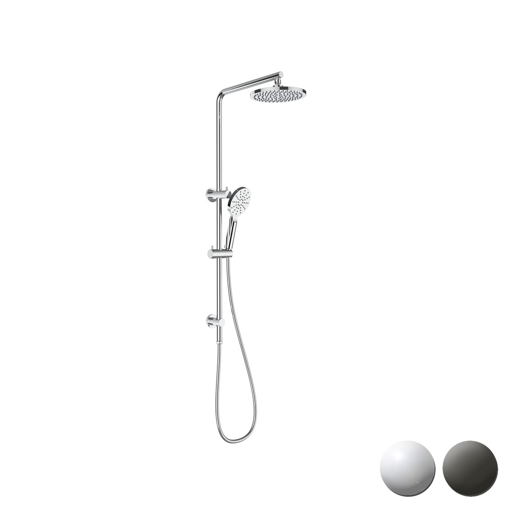 New Cora II Round Brass Multifunction Shower Set Chrome,200mm Plastic Shower Head
