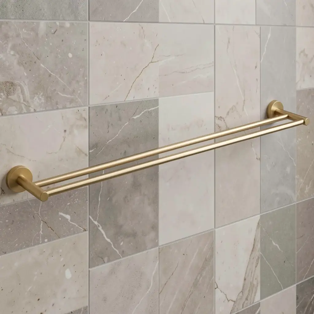 Otus Round Double Towel Rail 600mm(Brushed Gold)