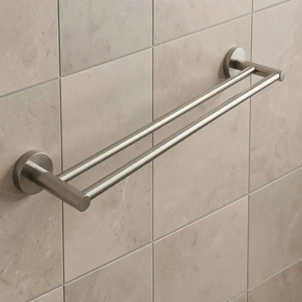 Otus Round Double Towel Rail 600mm(Brushed Nickel)