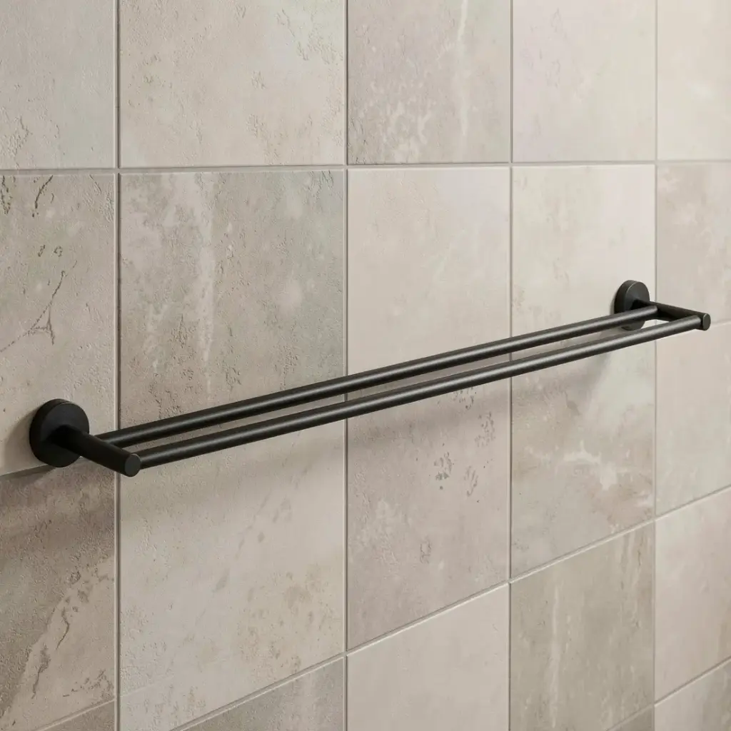 Otus Round Double Towel Rail 600mm(Matt Black)