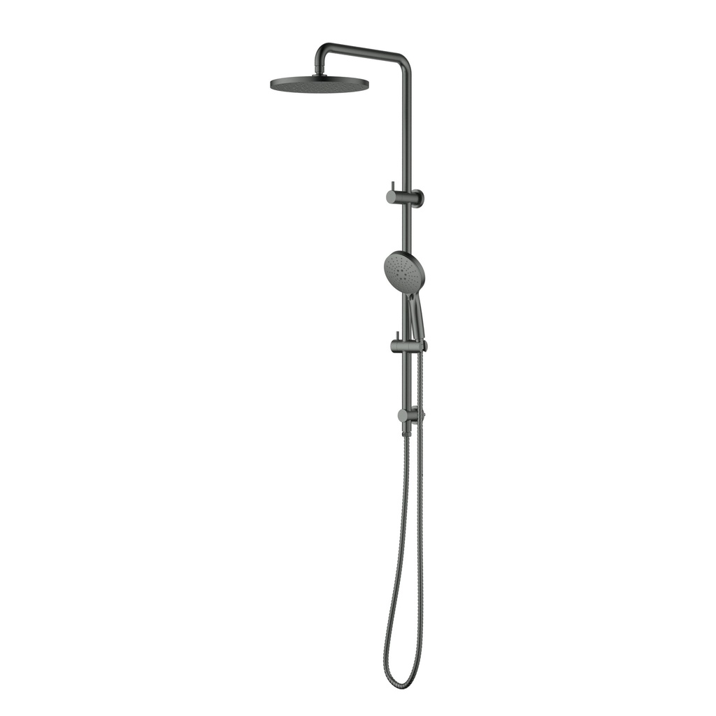 Otus Round Multi-Function Shower Set Gun Metal, 304SS Stainless Steel Rail,250mm ABS Shower Head,1.5m PVC Hose
