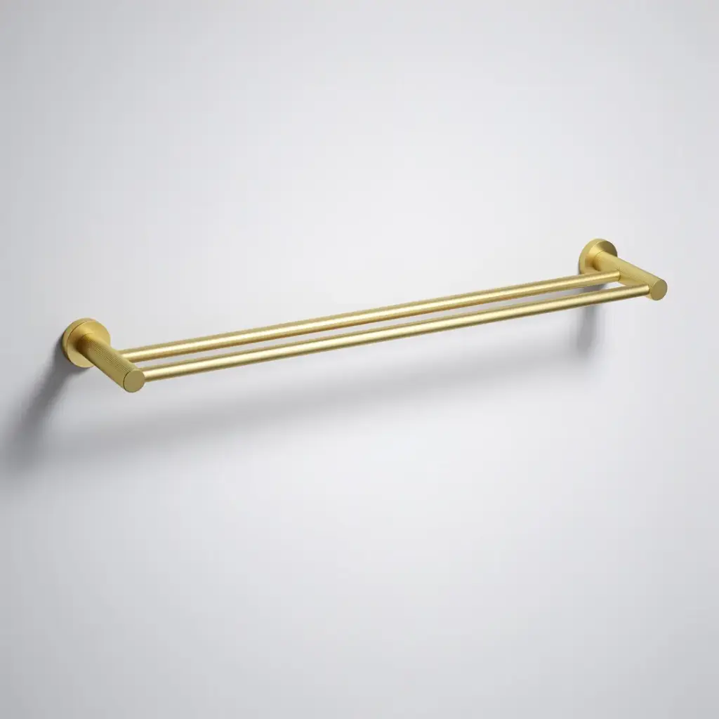 Otus Slimline Double Towel Rail 600mm Brushed Gold