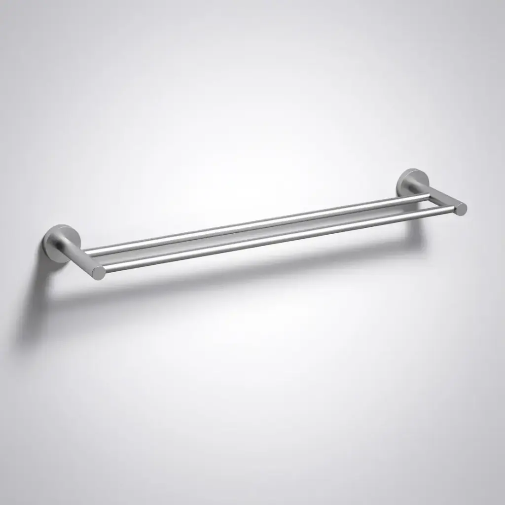 Otus Slimline Double Towel Rail 600mm Brushed Stainless Steel