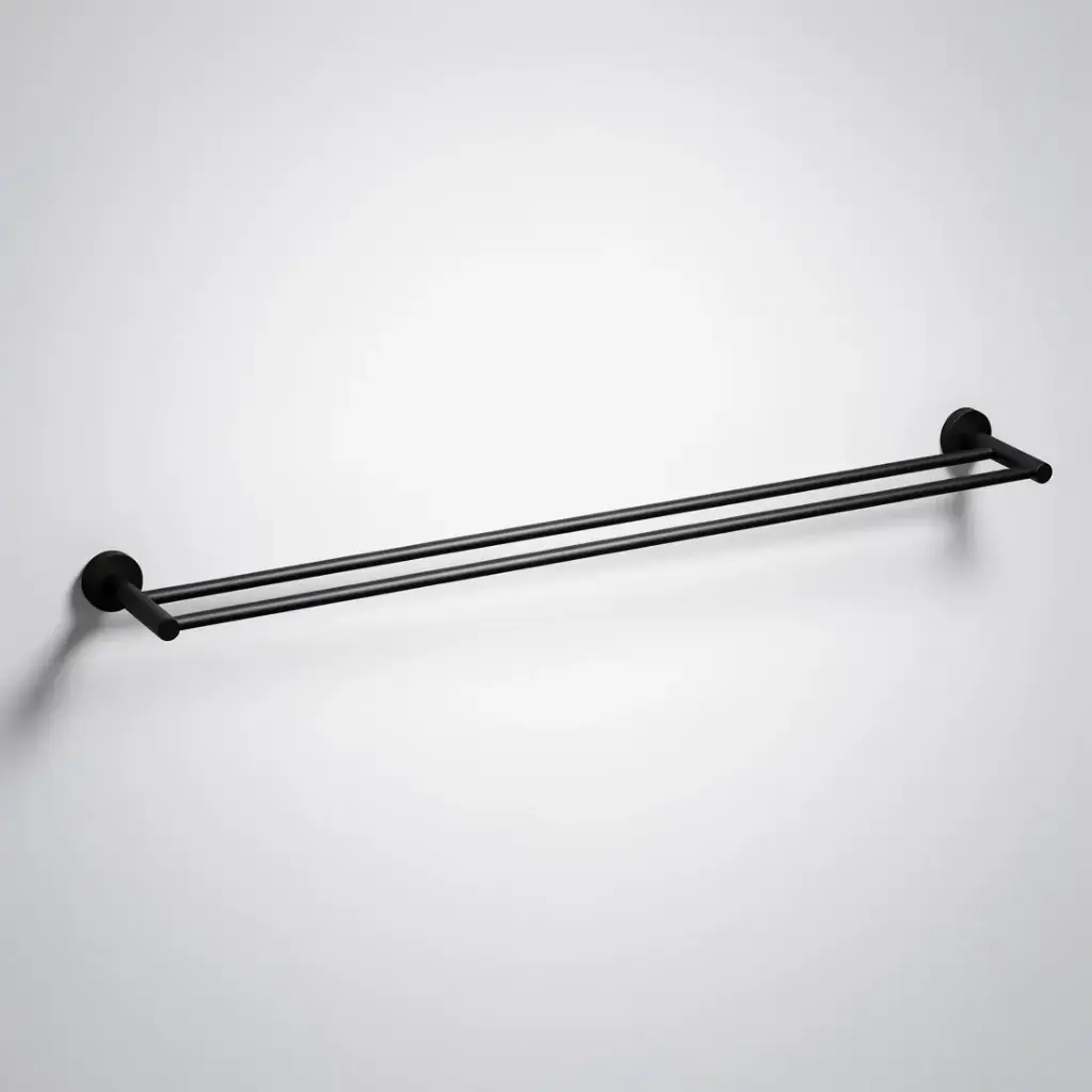 Otus Slimline Double Towel Rail 900mm Matt Black