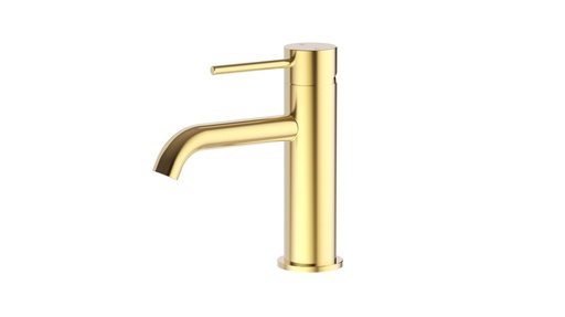 Otus Slimline SS Basin Mixer Curved Spout in Brushed Gold