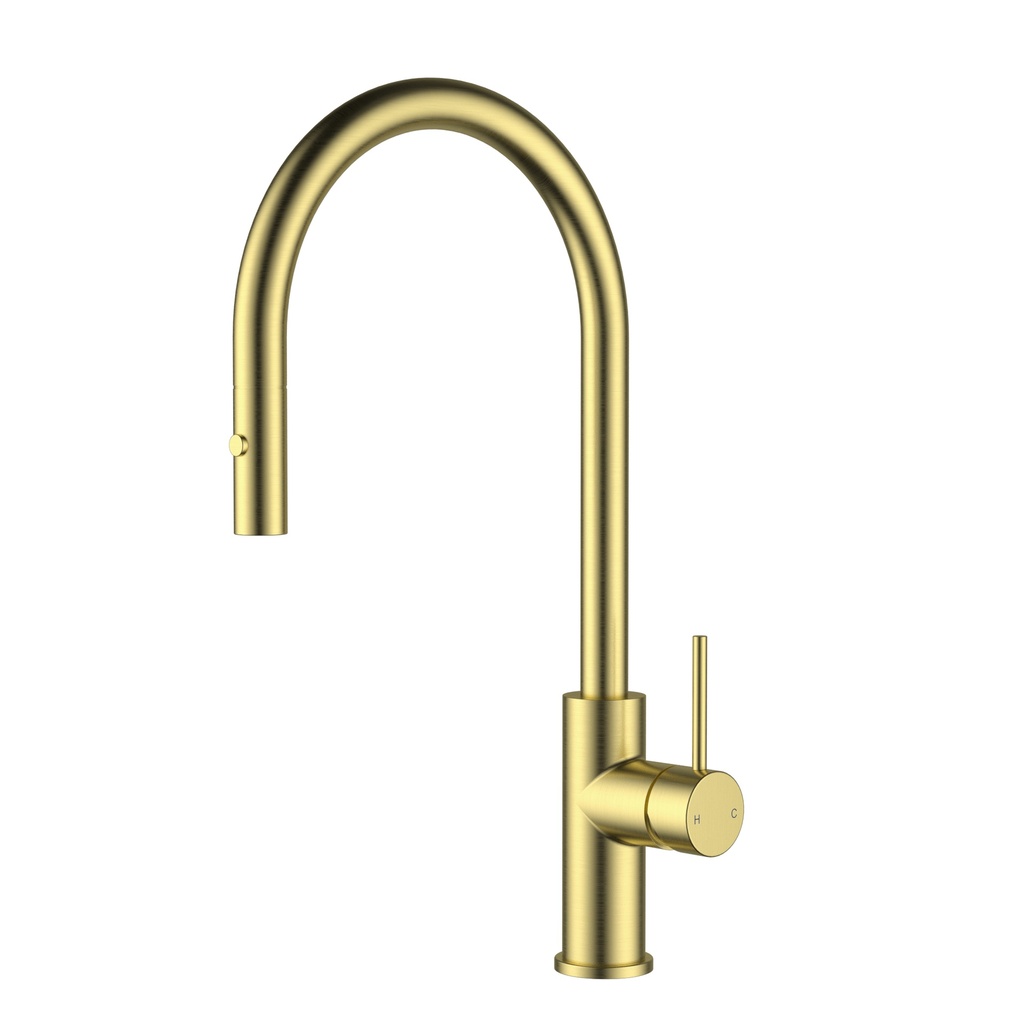 Otus Slimline SS Gooseneck Pull-Out Sink Mixer Brushed Gold