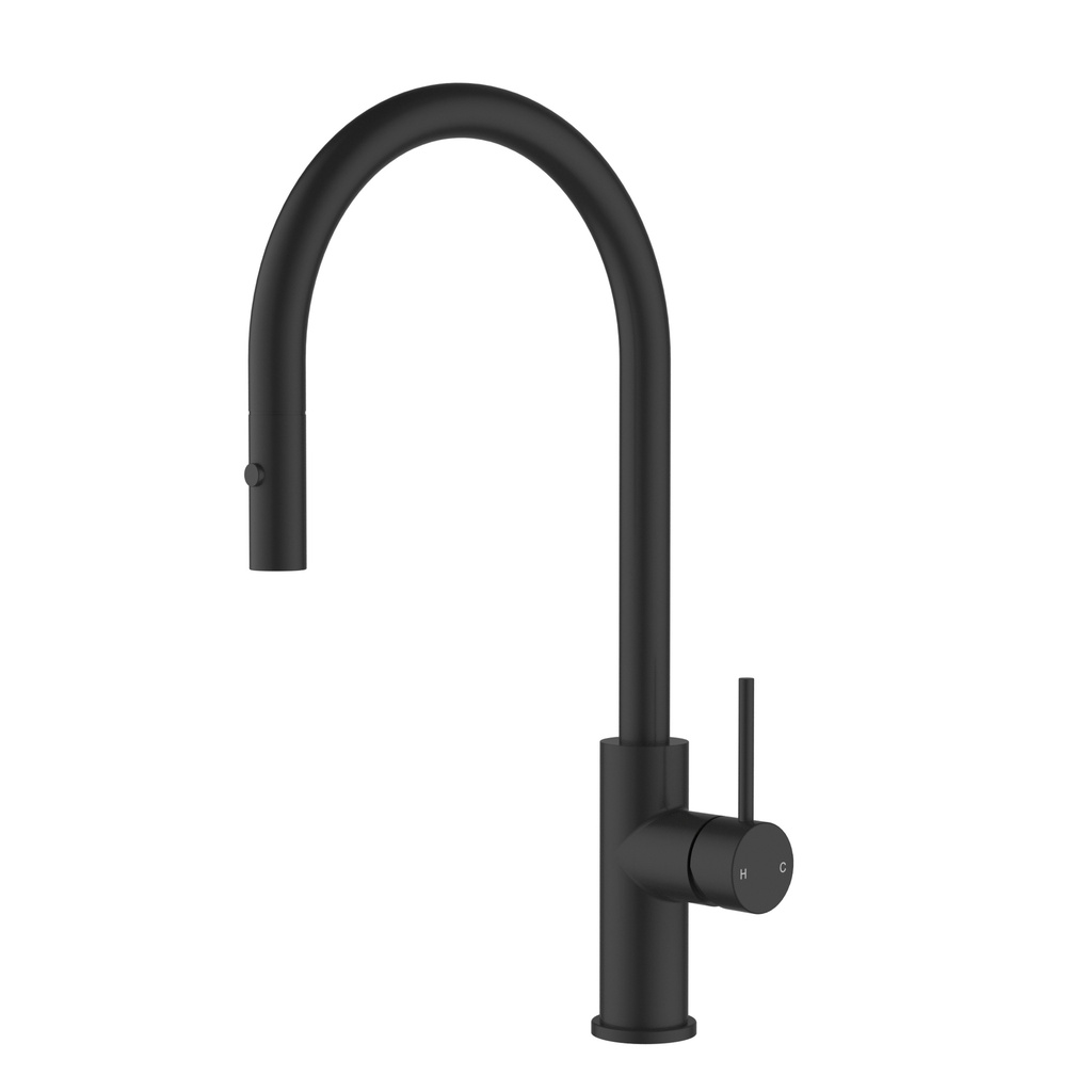 Otus Slimline SS Gooseneck Pull-Out Sink Mixer Matt Black