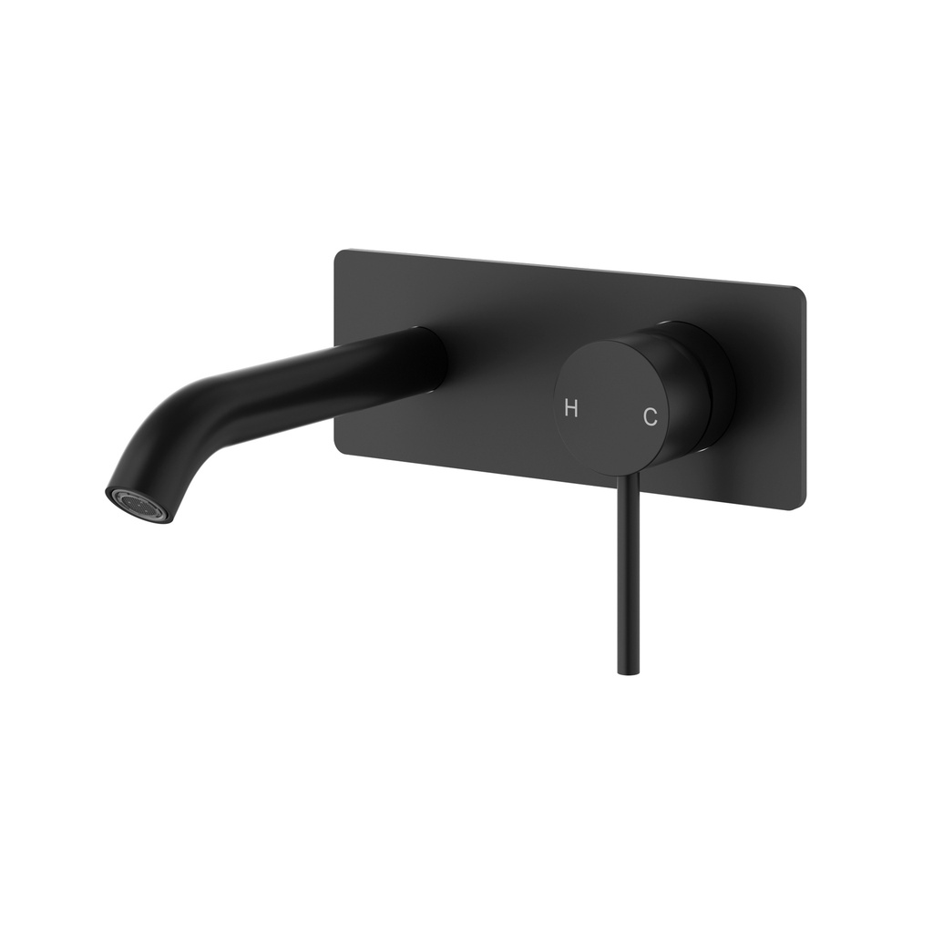Otus Slimline Wall Basin Mixer Trim Kit 220mm Spout Matt Black