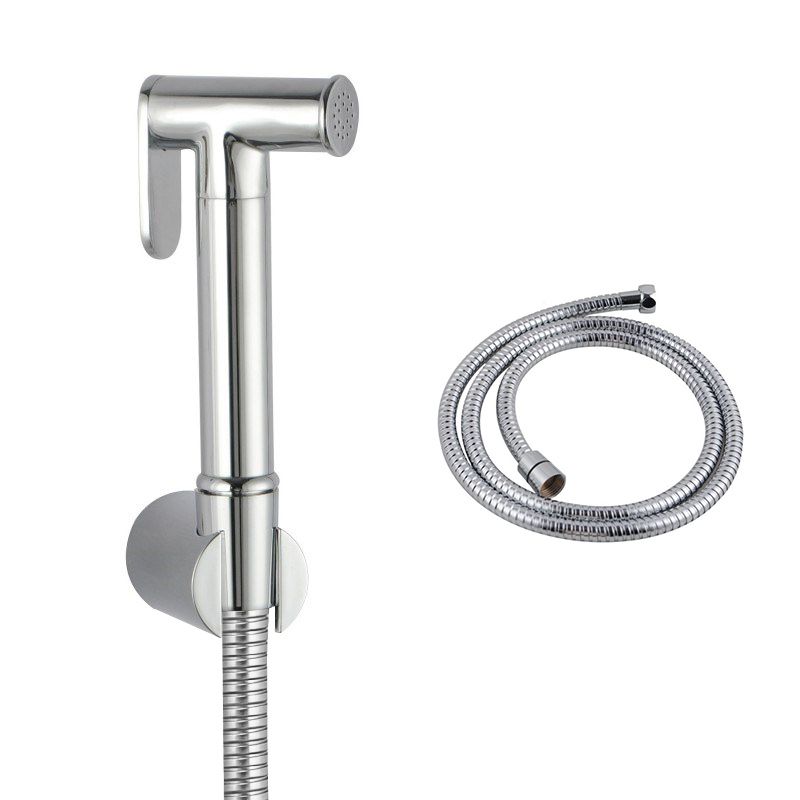 Round Brass Chrome Toilet Bidet Spray Kit With 1.2m Stainless Steel Hose