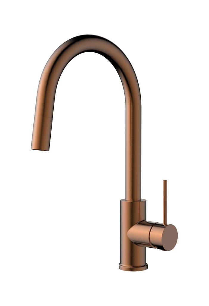 [55234] Round Brushed Bronze Pull Out Sink Mixer