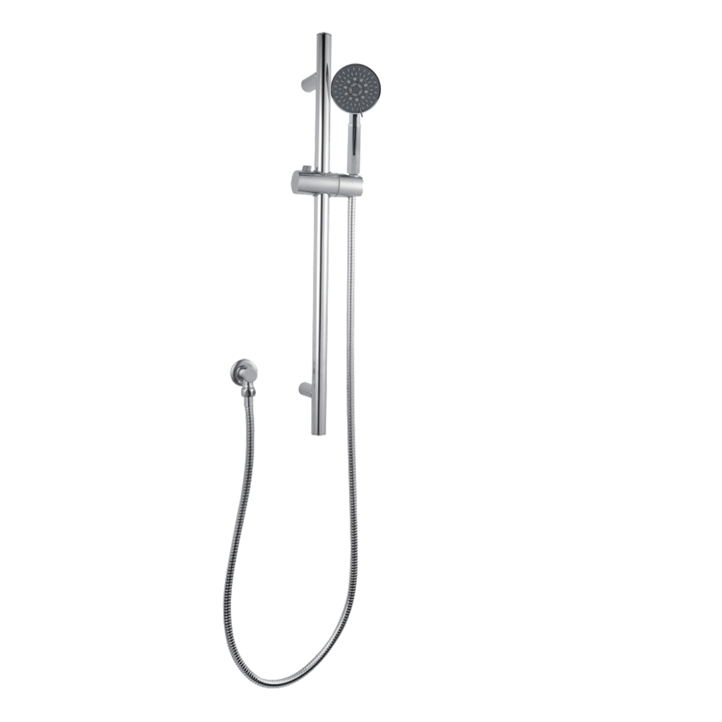 Round Chrome Handheld Shower Set With Stainless Steel Rail,Fixed Wall Connector Set