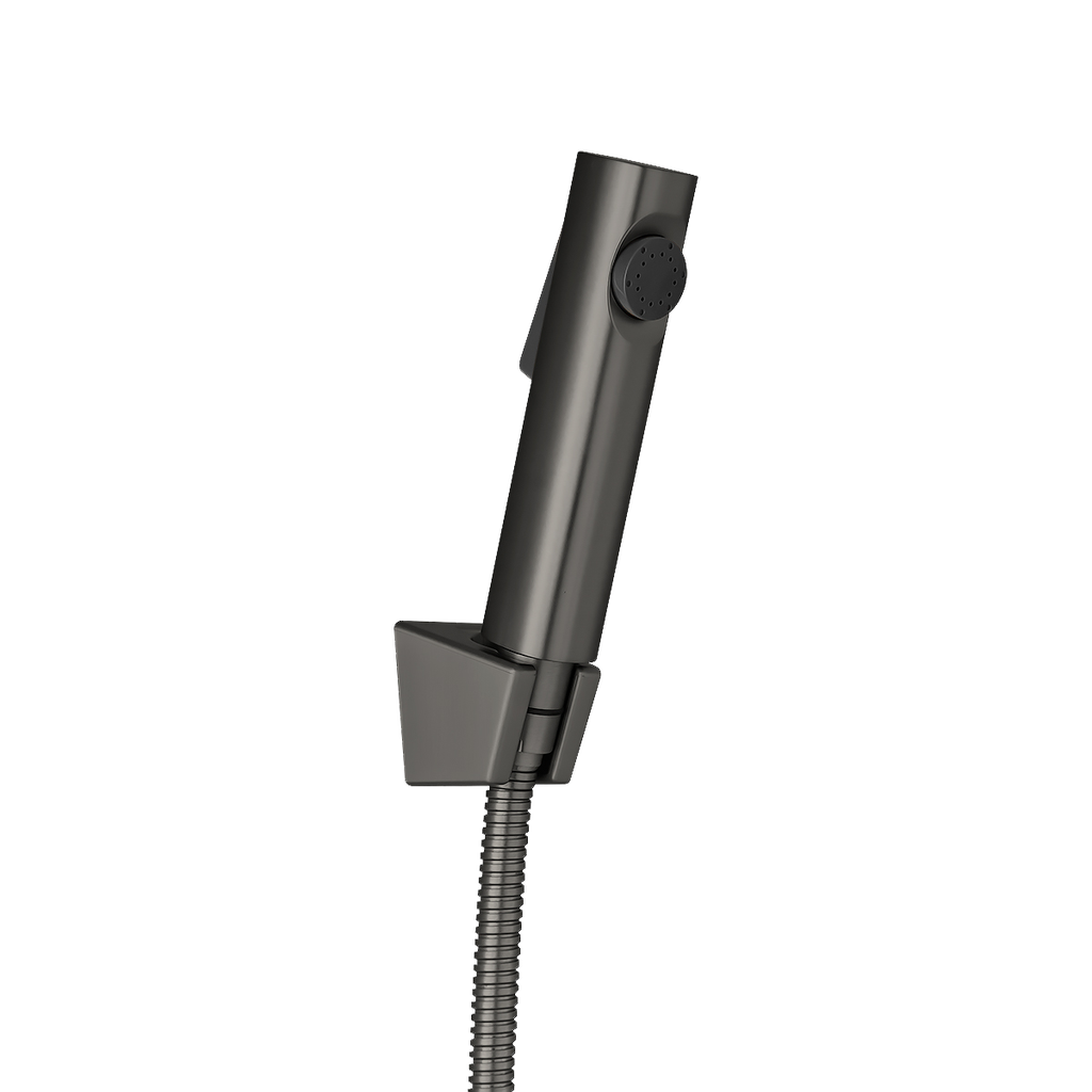 Round Gun Metal Grey ABS Toilet Bidet Spray Kit with Stainless Steel Hose