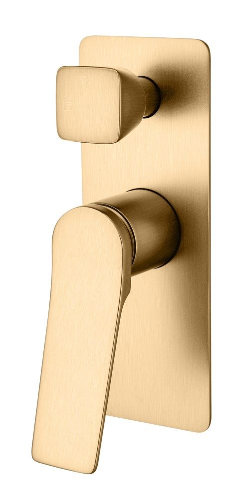 Rushy Square Wall Mixer With Diverter Brushed Brass