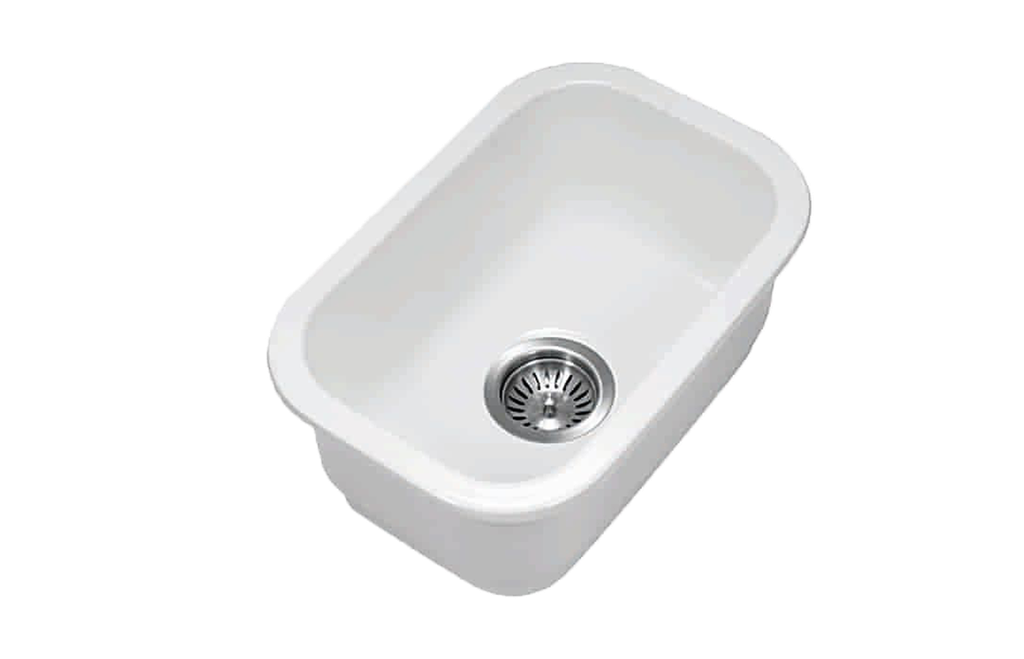 Size:330*483*184mm Gloss White Elba Fine Fireclay Bar Sink Grid And Waste Included