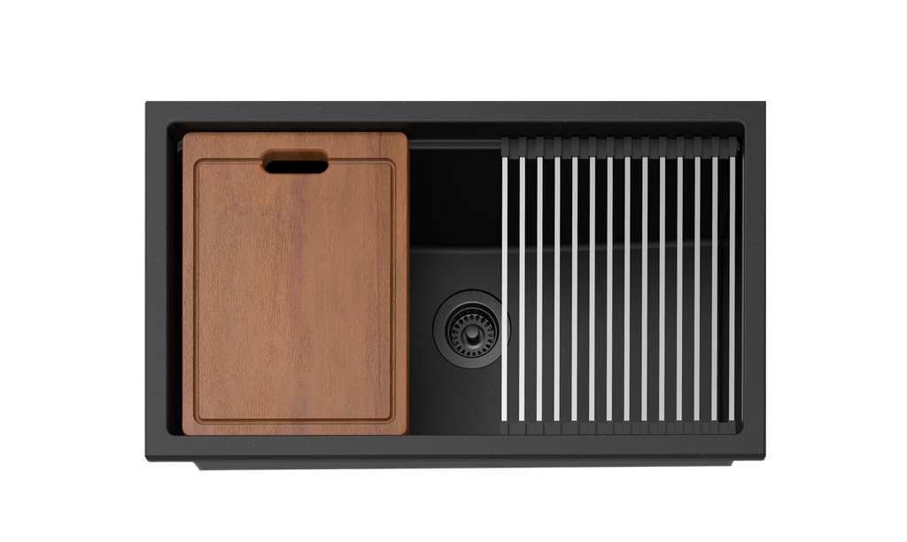 Size:825*470*241mm Bowl Size:760*381*241mm Matte Black Gabrio Granite Sink With Work Station,Single Bowl