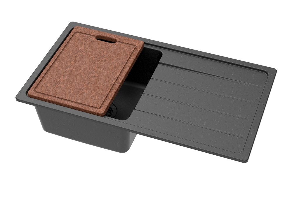 Size:864*484*235mm Bowl Size:380X400X235mm Matte Black Gabrio Granite Sink With Work Station