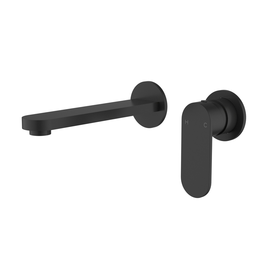 Sora SS Wall Basin Mixer Trim Kits With Separate Back Plate Matt Black