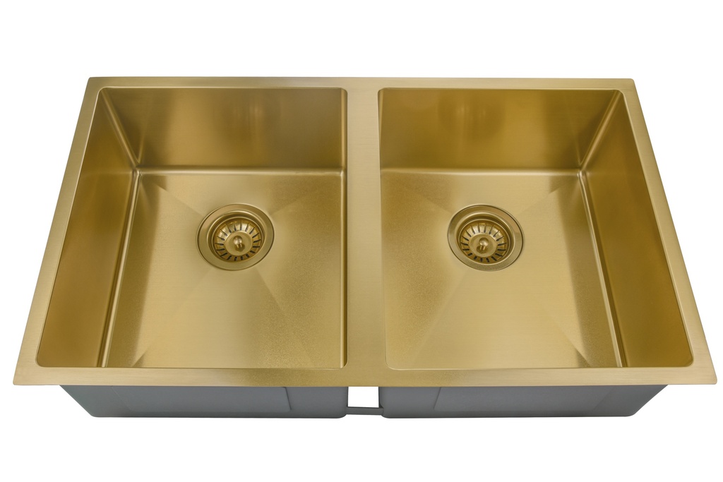 Stainless Steel Undermount Sink (R10 Corner) Brushed Gold