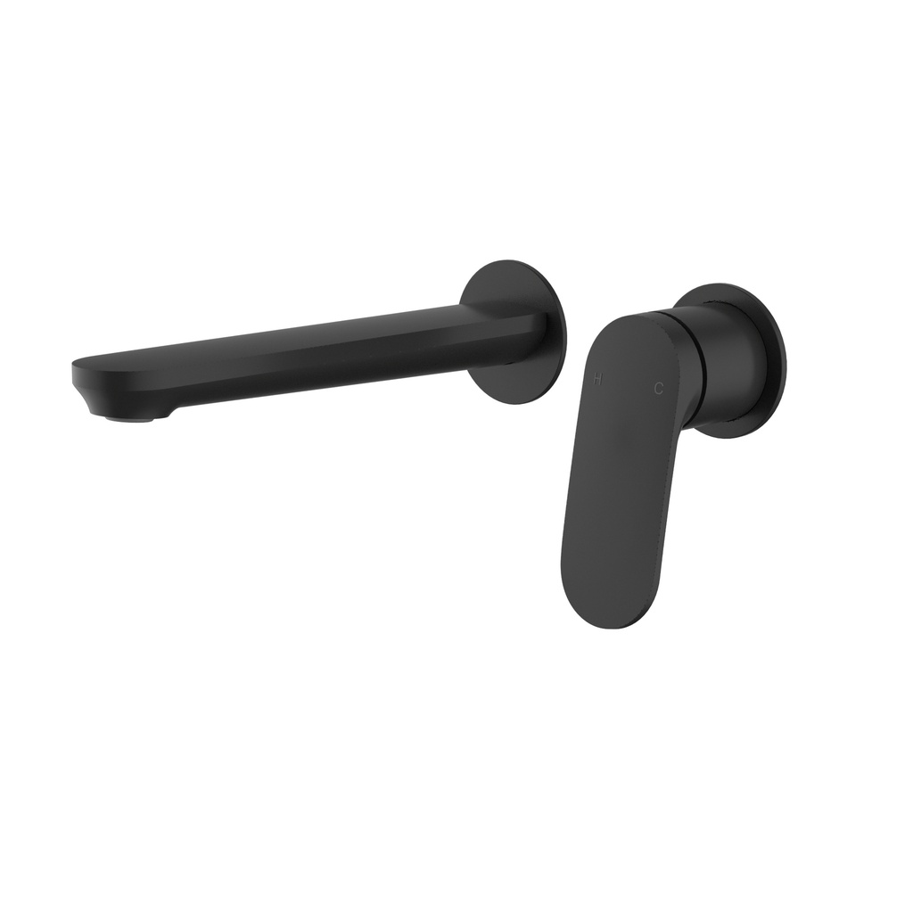 Sulu II Wall Basin Mixer Trim Kits With Separate Cover Plate Matt Black