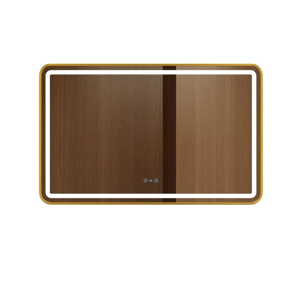Venus Series 1200x750x45mm Brushed Gold Square LED Mirror
