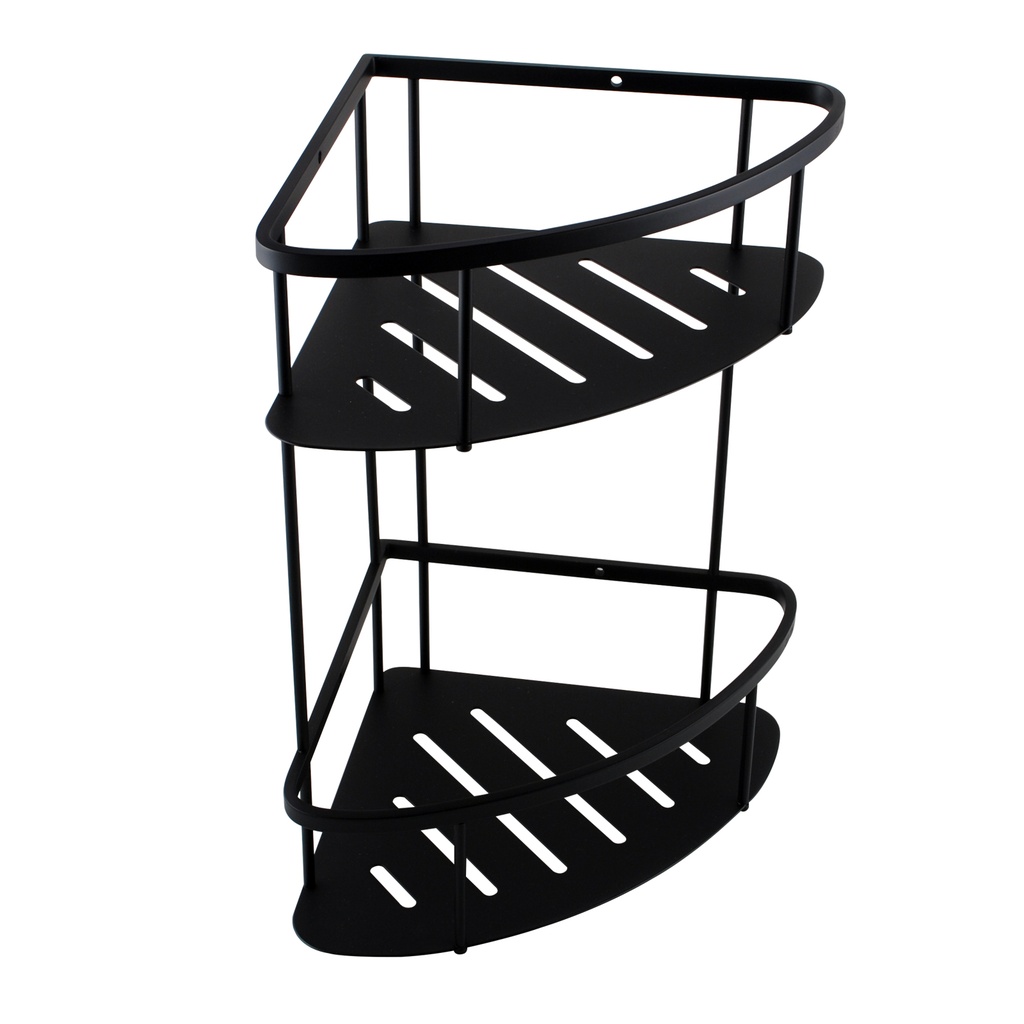 Vog Matte Black Stainless Steel 2 Tier Shower Caddy Shelf