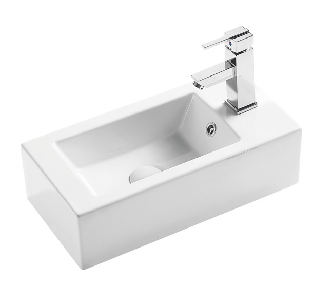 Rosa Wall Hung Basin With Overflow Right Side Tap Hole Gloss White